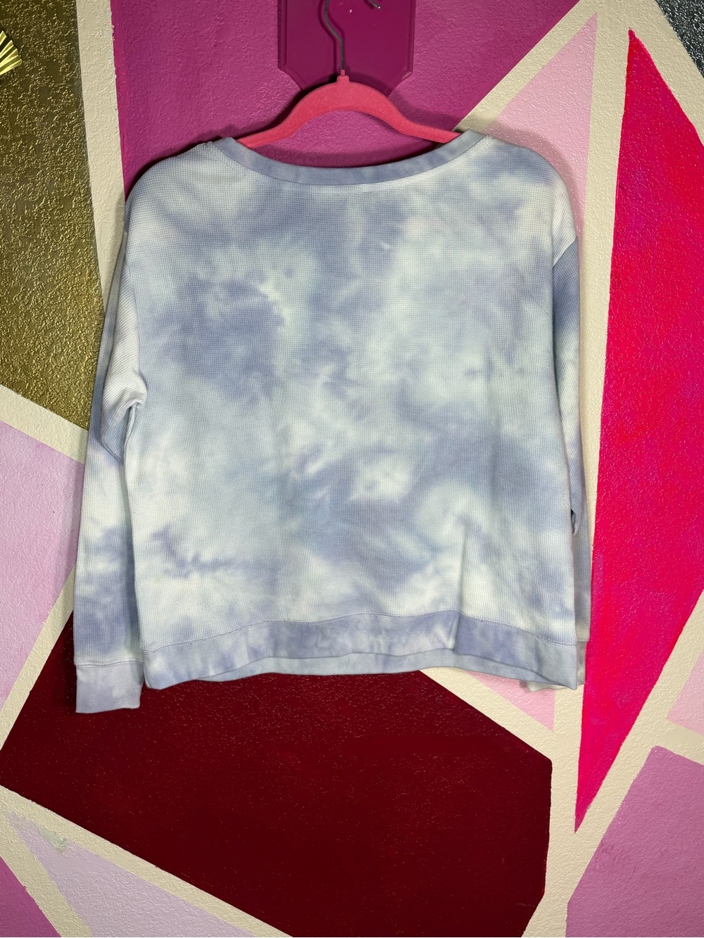 Splendid Gray Waffle Knit Tie Dye Pullover Sweatshirt Small - Picture 5 of 14
